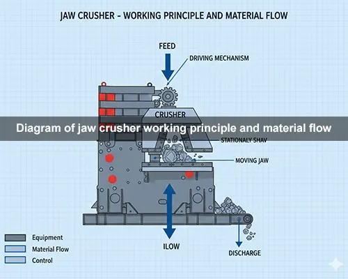 Diagram of jaw crusher working principle and material flow