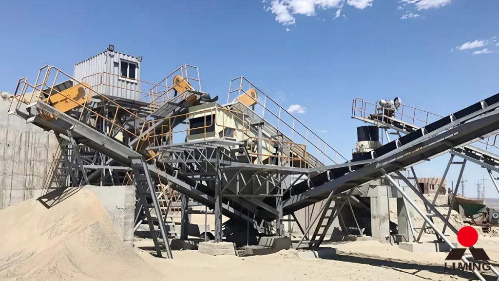 S5X vibrating screen and XSD wheel sand washer processing clean manufactured sand